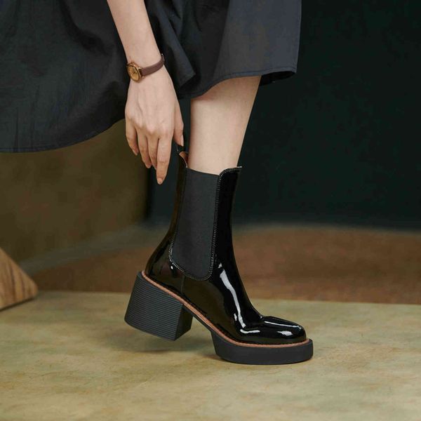 dress shoes qutaa 2022 cow leather ankle boots square high heel slip on women winter casual round toe ladies chelsea size 34-39 jzjj, Black
dress shoes qutaa 2022 cow leather ankle boots square high heel slip on women winter casual round toe ladies chelsea size 34-39 jzjj, Black