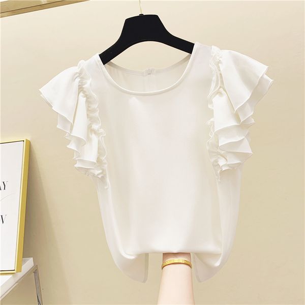 female chiffon shirt and short sleeves, white blouse with frills, solid color, sweet, temperament, for girls 3n7b
female chiffon shirt and short sleeves, white blouse with frills, solid color, sweet, temperament, for girls 3n7b