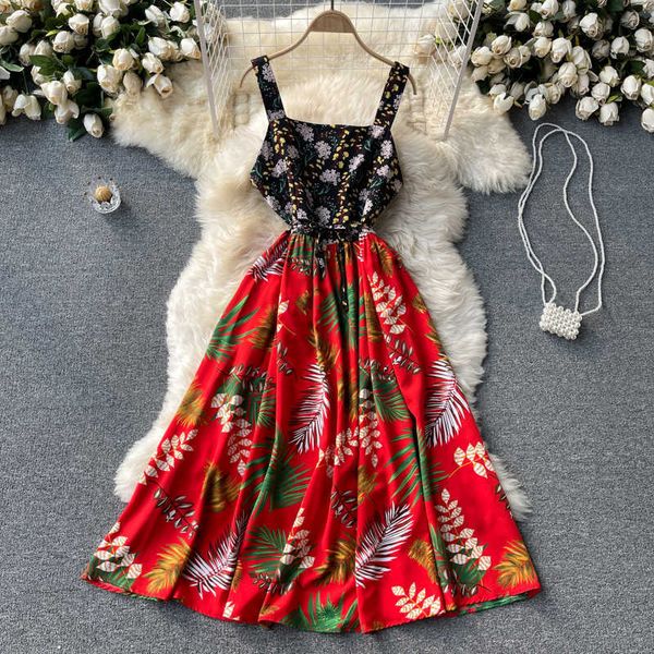 bohemian printed patchwork spaghetti strap dress women summer beach vacation robe high waist a-line midi vestidos 2021 fashion y0603, Black;gray
bohemian printed patchwork spaghetti strap dress women summer beach vacation robe high waist a-line midi vestidos 2021 fashion y0603, Black;gray