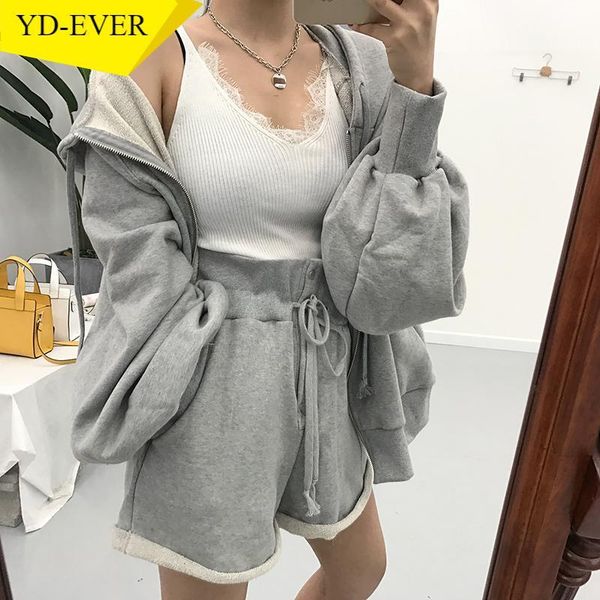 women suit cotton solid 2 piece set outfits female hooded zipper puff sleeve long sweatshirts with wide leg short pants, White
women suit cotton solid 2 piece set outfits female hooded zipper puff sleeve long sweatshirts with wide leg short pants, White