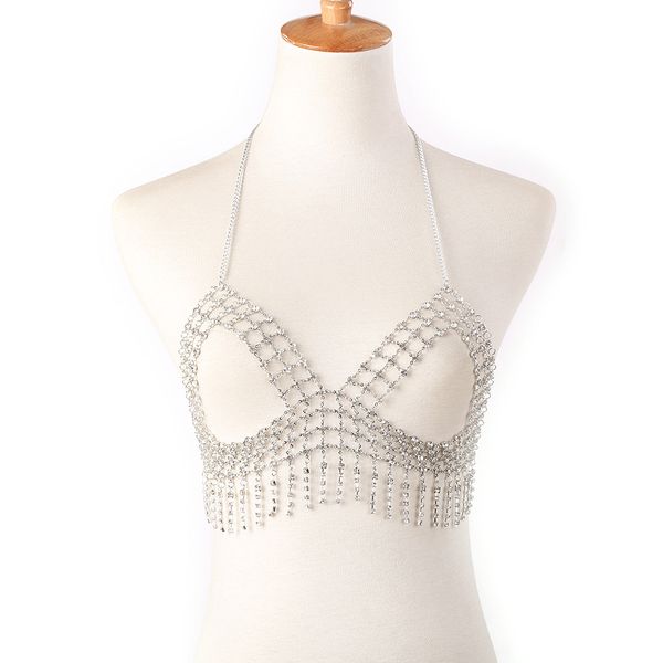 trendy night clubs super glittering shiny beautiful full rhinestones golden hollow fashion bra body chain jewelry, Silver
trendy night clubs super glittering shiny beautiful full rhinestones golden hollow fashion bra body chain jewelry, Silver