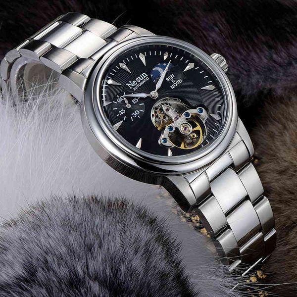 nesun herenmode luxury moon phase clocks men automatic self-wind sports waterproof learn mechanical male wrist, Slivery;brown
nesun herenmode luxury moon phase clocks men automatic self-wind sports waterproof learn mechanical male wrist, Slivery;brown