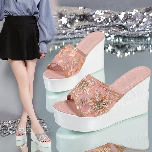 dress shoes 2021 slippers women's sandals 10cm slope heel platform summer fashion leisure high heels sexy, Black
dress shoes 2021 slippers women's sandals 10cm slope heel platform summer fashion leisure high heels sexy, Black