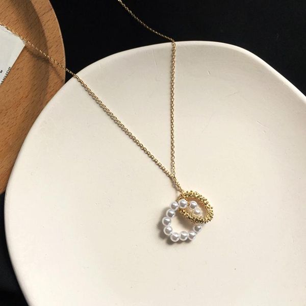 luxurious double circle pearl pendant necklace elegant women's wedding gold clavicle chain charming ladies party jewelry gift, Silver
luxurious double circle pearl pendant necklace elegant women's wedding gold clavicle chain charming ladies party jewelry gift, Silver
