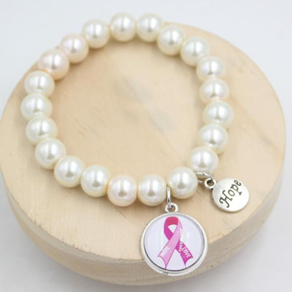 charm bracelets arrival 10mm white glass pearl breast cancer awareness hope pink ribbon women jewelry, Golden;silver
charm bracelets arrival 10mm white glass pearl breast cancer awareness hope pink ribbon women jewelry, Golden;silver