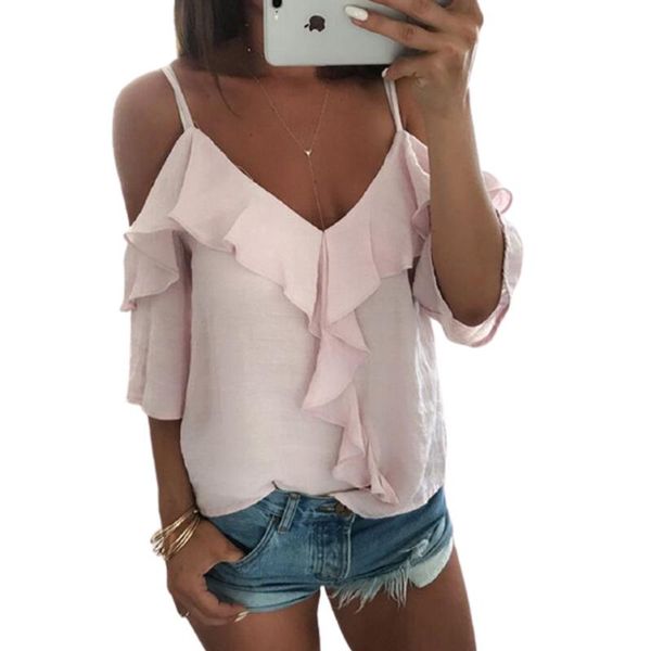 women's blouses & shirts boho style ruffle blouse women off shoulder shirt summer 2021 v-neck strap sling blusas sj2199v, White
women's blouses & shirts boho style ruffle blouse women off shoulder shirt summer 2021 v-neck strap sling blusas sj2199v, White