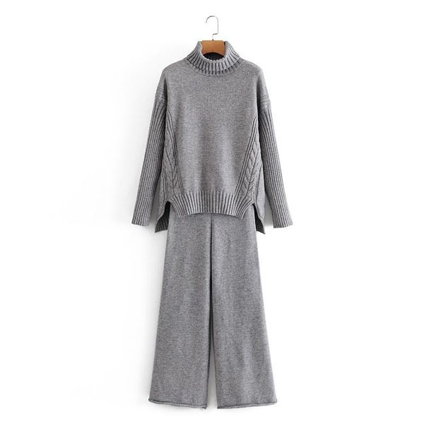 women autumn solid knitting suits two-piece sets turtleneck pullover sweater and wide leg pants female casual loose 2-piece set, White
women autumn solid knitting suits two-piece sets turtleneck pullover sweater and wide leg pants female casual loose 2-piece set, White