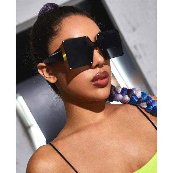 sunglasses oversized square for women fashion rimless frame sun glasses transparent gradient eyewear uv400, White;black
sunglasses oversized square for women fashion rimless frame sun glasses transparent gradient eyewear uv400, White;black