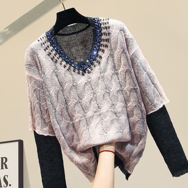 harajuku sweaters women's nightgowns autumn sequins v neck loose purple jumper chic mesh 6xz0, White;black
harajuku sweaters women's nightgowns autumn sequins v neck loose purple jumper chic mesh 6xz0, White;black