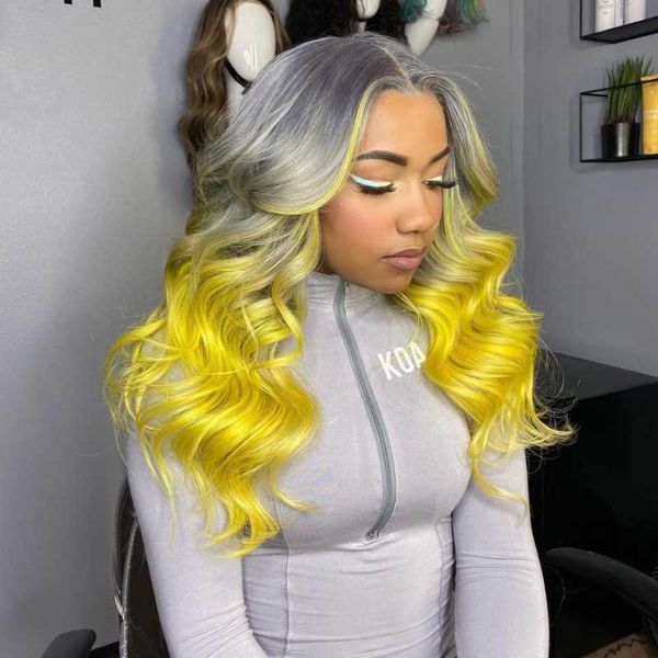 lace wigs ombre silver yellow colored human hair hd body wave remy plucked grey t part front wig bleached knots, Black;brown
lace wigs ombre silver yellow colored human hair hd body wave remy plucked grey t part front wig bleached knots, Black;brown