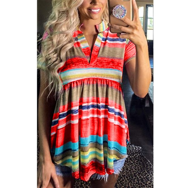 women's t-shirt multicolor striped t-shirt women summer short sleeve harajuku ropa mujer casual loose v-neck tee shirts ex3k, White
women's t-shirt multicolor striped t-shirt women summer short sleeve harajuku ropa mujer casual loose v-neck tee shirts ex3k, White