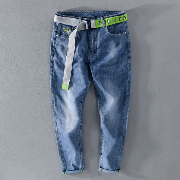 2021 spring new personality belt jeans pants brand cotton stretch trousers men casual ankle-length spodnie pantalones un pantalon yi8q, Blue
2021 spring new personality belt jeans pants brand cotton stretch trousers men casual ankle-length spodnie pantalones un pantalon yi8q, Blue
