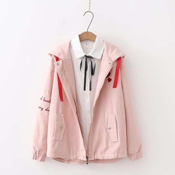 women's trench coats mori girl design women pink autumn harajuku fashion kawaii japanese heart letters embroidery hooded casual cute ja, Tan;black
women's trench coats mori girl design women pink autumn harajuku fashion kawaii japanese heart letters embroidery hooded casual cute ja, Tan;black