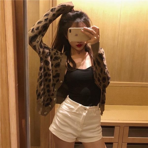 women's sweaters korean streetwear autumn retro contrast leopard v-neck knit cardigan sweater women, White;black
women's sweaters korean streetwear autumn retro contrast leopard v-neck knit cardigan sweater women, White;black