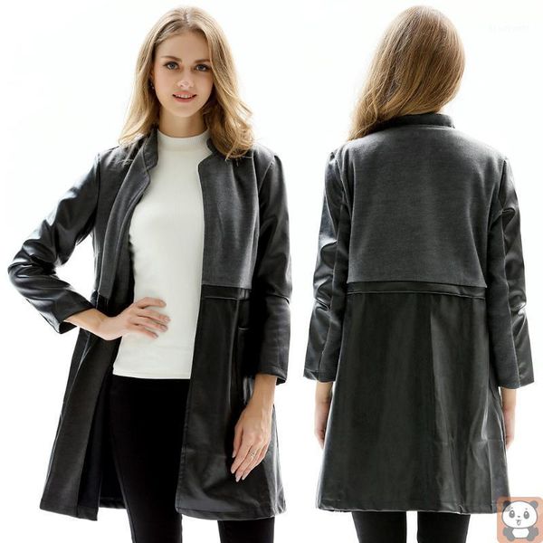 autumn and winter large size women's clothing black long stand-up collar slim-fit leather coat & faux
autumn and winter large size women's clothing black long stand-up collar slim-fit leather coat & faux