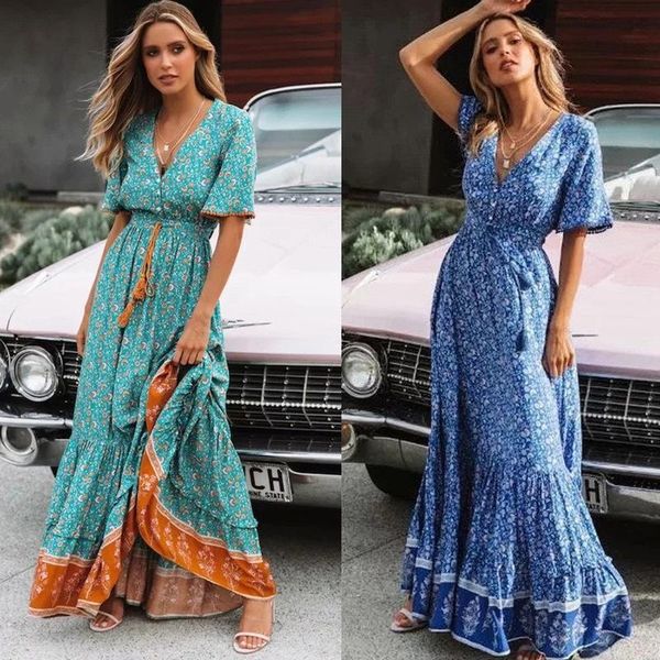 casual dresses women's clothing 2021 summer bohemian style big swing v-neck beach holiday lace-up printed ladies fashion dress we98, Black;gray
casual dresses women's clothing 2021 summer bohemian style big swing v-neck beach holiday lace-up printed ladies fashion dress we98, Black;gray