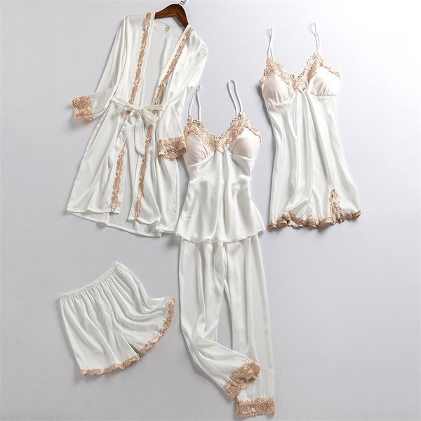women's sleepwear 5pcs set pajamas casual for women satin kimono robe gown lace patchwork nightwear spring autumn pyjamas suit erz, Black;red
women's sleepwear 5pcs set pajamas casual for women satin kimono robe gown lace patchwork nightwear spring autumn pyjamas suit erz, Black;red