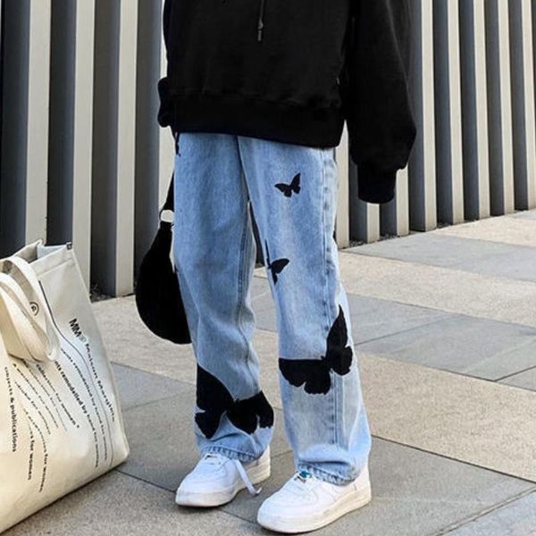 women's jeans butterfly printed korean street retro hip hop gothic high waist was thin 4xl large loose wide leg long pants y2k, Blue
women's jeans butterfly printed korean street retro hip hop gothic high waist was thin 4xl large loose wide leg long pants y2k, Blue