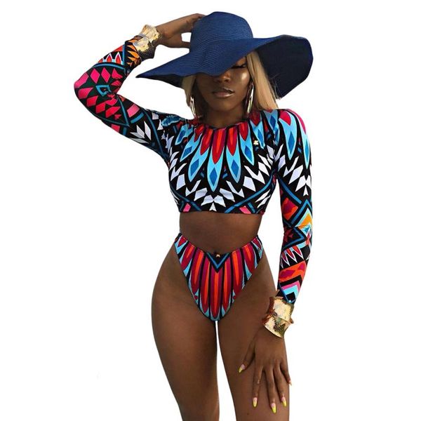 women's swimwear bikini set print long sleeve round neck cropped panty swimsuit two-piece suit for swimming beach pool swimmings, White;black
women's swimwear bikini set print long sleeve round neck cropped panty swimsuit two-piece suit for swimming beach pool swimmings, White;black