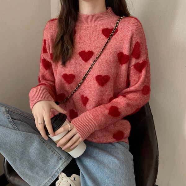 2021 autumn new product love jacquard round neck pullover knit loose long sleeve sweater women htyk, White;black
2021 autumn new product love jacquard round neck pullover knit loose long sleeve sweater women htyk, White;black