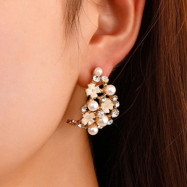 stud premium feeling pearl earrings french c-shaped flower for women earing jewelry zircon earings crystal earring gift, Golden;silver
stud premium feeling pearl earrings french c-shaped flower for women earing jewelry zircon earings crystal earring gift, Golden;silver