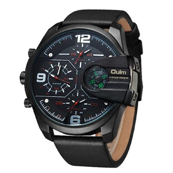 wristwatches oulm watches men oversize leather strap quartz wristwatch 3 time zone sports reloje hombre, Slivery;brown
wristwatches oulm watches men oversize leather strap quartz wristwatch 3 time zone sports reloje hombre, Slivery;brown