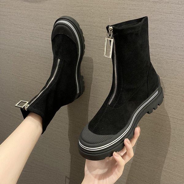 boots round toe flat heels ankle woman casual winter platform botas mujer drop women fashion front zipper flock, Black
boots round toe flat heels ankle woman casual winter platform botas mujer drop women fashion front zipper flock, Black