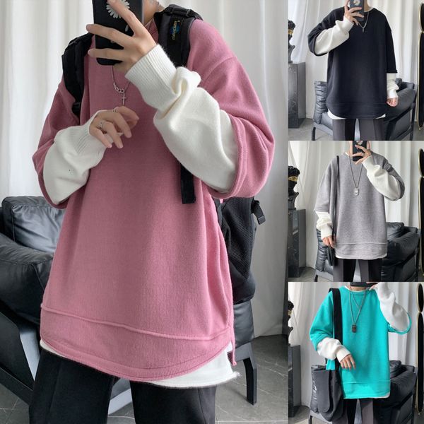 2021 new winter sweater men's warm fashion casual knitted pullover men streetwear loose fake two knitting sweaters mens clothes -2xl b, White;black
2021 new winter sweater men's warm fashion casual knitted pullover men streetwear loose fake two knitting sweaters mens clothes -2xl b, White;black