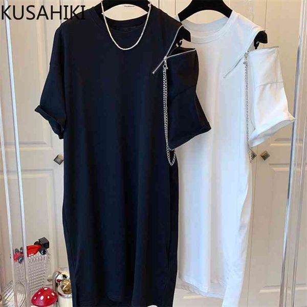 women dress korean zipper chain strapless short sleeve dresses summer causal o-neck vestidos mujer 6j519 210603, Black;gray
women dress korean zipper chain strapless short sleeve dresses summer causal o-neck vestidos mujer 6j519 210603, Black;gray