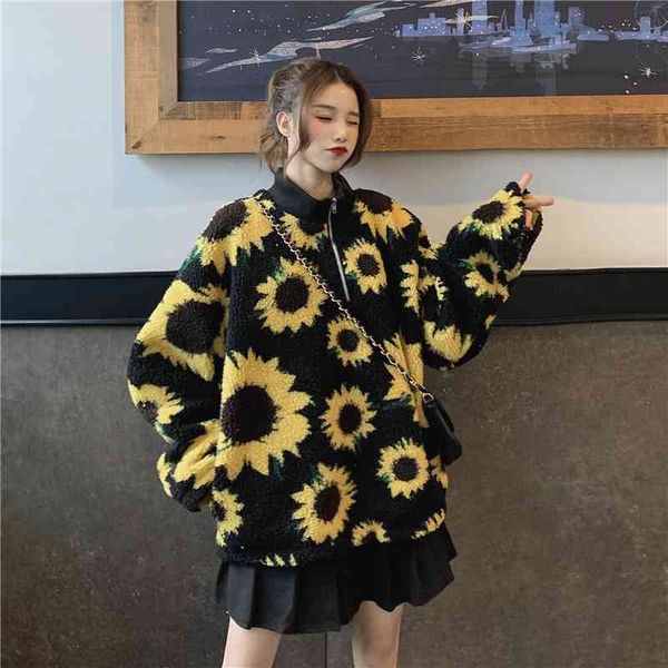 women's hoodies & sweatshirts folded sweter with turtleneck zipper, corvino wool sunflower print for utumn nd winter, , dy00, Black
women's hoodies & sweatshirts folded sweter with turtleneck zipper, corvino wool sunflower print for utumn nd winter, , dy00, Black
