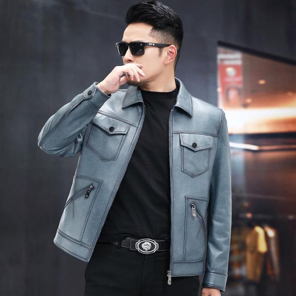 men's leather & faux 2021 short casual 100% genuine jacket men spring autumn sheepskin coat chic male clothes jaqueta masculina gxy983, Black
men's leather & faux 2021 short casual 100% genuine jacket men spring autumn sheepskin coat chic male clothes jaqueta masculina gxy983, Black