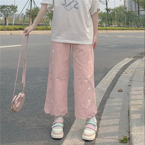 women's pants & capris japanese kawaii women summer autumn high waist apricot pink heart printed trousers student's wide leg, Black;white
women's pants & capris japanese kawaii women summer autumn high waist apricot pink heart printed trousers student's wide leg, Black;white
