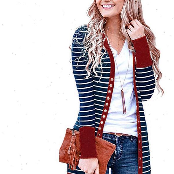 women autumn long sleeve cardigans casual long sleeve striped button long basic jackets coat streetwear wdc3440, Black;brown
women autumn long sleeve cardigans casual long sleeve striped button long basic jackets coat streetwear wdc3440, Black;brown