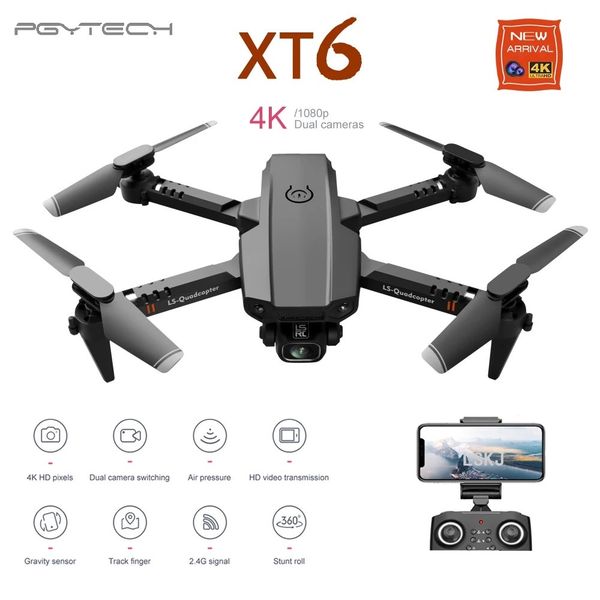 pgy 2020 new mini rc drone xt6 4k 1080p hd dual camera wifi fpv air pressure altitude hold foldable quadcopter dron for boy toys
pgy 2020 new mini rc drone xt6 4k 1080p hd dual camera wifi fpv air pressure altitude hold foldable quadcopter dron for boy toys
