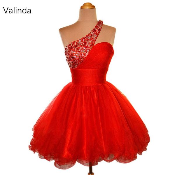 party dresses one shoulder red homecoming knee length short dress, White;black
