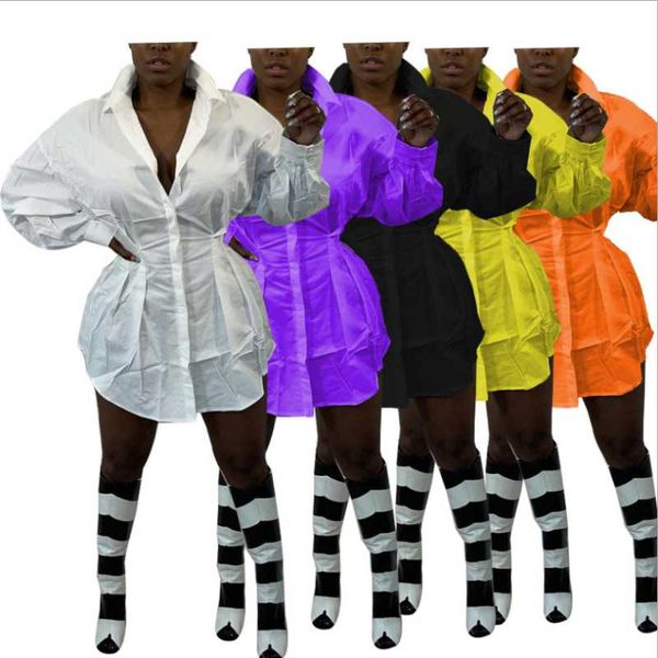 casual dresses 5 colors women shirts dress 2021 autumn turn-down neck single-breasted full sleeve high waist ruched nightclub mini ladies, Black;gray
casual dresses 5 colors women shirts dress 2021 autumn turn-down neck single-breasted full sleeve high waist ruched nightclub mini ladies, Black;gray