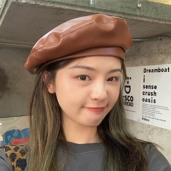 berets women solid pu beret hat french artist warm winter ski cap lady all-match fashion, Blue;gray
berets women solid pu beret hat french artist warm winter ski cap lady all-match fashion, Blue;gray
