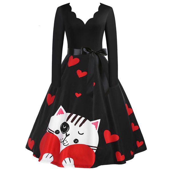 retro vintage dress robes rockabilly women elegant heart print long sleeve party dresses casual female office vestidos#j30 ce4t, Black;gray
retro vintage dress robes rockabilly women elegant heart print long sleeve party dresses casual female office vestidos#j30 ce4t, Black;gray