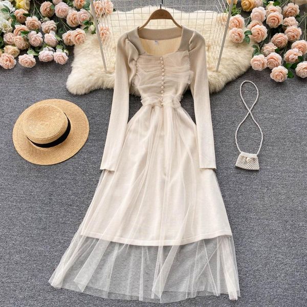 casual dresses uulutonica winter women elegant fashion a-line solid gauze mid-calf empire square collar knitting dress, Black;gray
casual dresses uulutonica winter women elegant fashion a-line solid gauze mid-calf empire square collar knitting dress, Black;gray