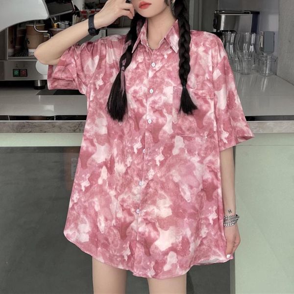 women's blouses & shirts jmprs tie dye streetwear women shirt summer short sleeve loose oversized girls long pink pocket ladies print, White
women's blouses & shirts jmprs tie dye streetwear women shirt summer short sleeve loose oversized girls long pink pocket ladies print, White