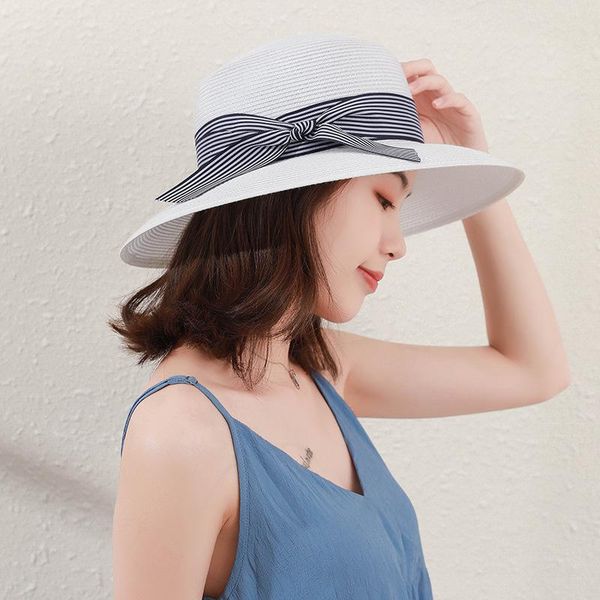 wide brim hats 2021 american stripe bow big dome hat women's summer travel fashion solid color retro sun beach wholesale, Blue;gray
wide brim hats 2021 american stripe bow big dome hat women's summer travel fashion solid color retro sun beach wholesale, Blue;gray