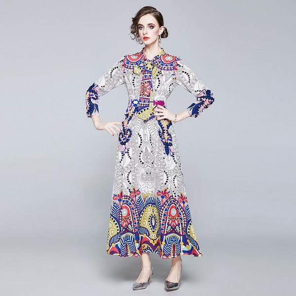elegant spring designer abstract print maxi runway dress long sleeve women bow collar holiday robe femme vintage aline vestidos, Black;gray
elegant spring designer abstract print maxi runway dress long sleeve women bow collar holiday robe femme vintage aline vestidos, Black;gray