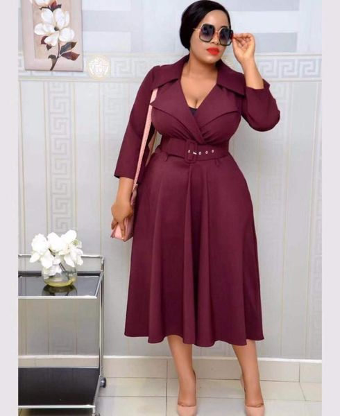 ethnic clothing office ladies deep v neck turn down collar high waist belted fashion yellow women african work wear plus size midi dress, Red
ethnic clothing office ladies deep v neck turn down collar high waist belted fashion yellow women african work wear plus size midi dress, Red
