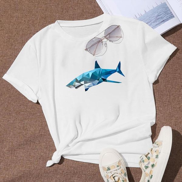 personality fashion animals blue womens t shirt shark graphic simplicity versatile minimalism, White
personality fashion animals blue womens t shirt shark graphic simplicity versatile minimalism, White