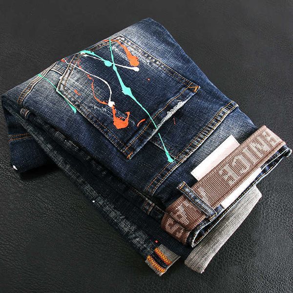 american street fashion men jeans retro dark blue elastic slim fit spliced designer biker splashed hip hop denim pants 09ki
american street fashion men jeans retro dark blue elastic slim fit spliced designer biker splashed hip hop denim pants 09ki