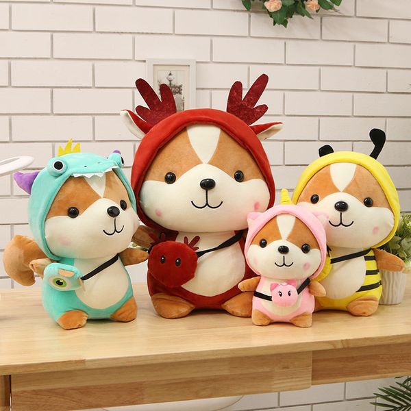 new squirrel plush doll cartoon transformed into dinosaur elk unicorn bee gift