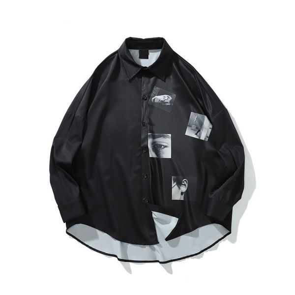 men's casual shirts printed oversized shirt men 2021 summer turn-down collar three quarter sleeve for, White;black
men's casual shirts printed oversized shirt men 2021 summer turn-down collar three quarter sleeve for, White;black