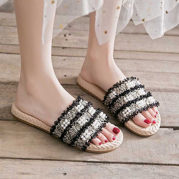 slippers summer women faux hemp outdoor flock upper pearl string beads beauty beach slides elegant ladies shoes female whosale z72, Black
slippers summer women faux hemp outdoor flock upper pearl string beads beauty beach slides elegant ladies shoes female whosale z72, Black