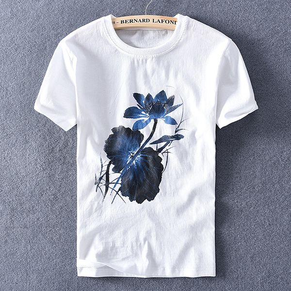 2021 spring and summer new men's linen t-shirt short-sleeved chinese style ink-lotus printing cotton t shirt men brand tshirt q1z3, White;black
2021 spring and summer new men's linen t-shirt short-sleeved chinese style ink-lotus printing cotton t shirt men brand tshirt q1z3, White;black