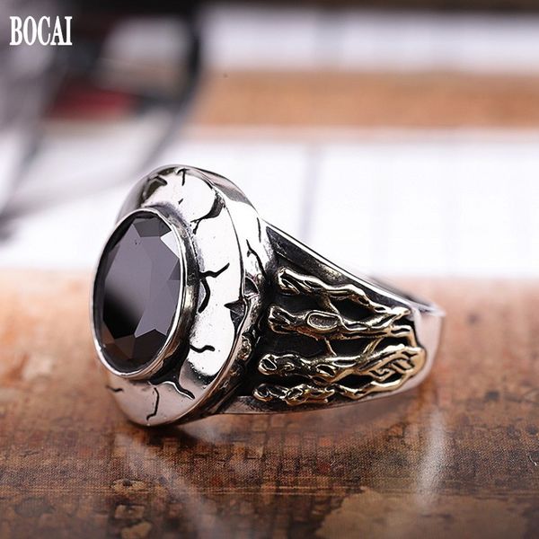 2021 new s925 pure jewelry natural black agate individual vintage thai sier men's ring y6r6, Silver
2021 new s925 pure jewelry natural black agate individual vintage thai sier men's ring y6r6, Silver